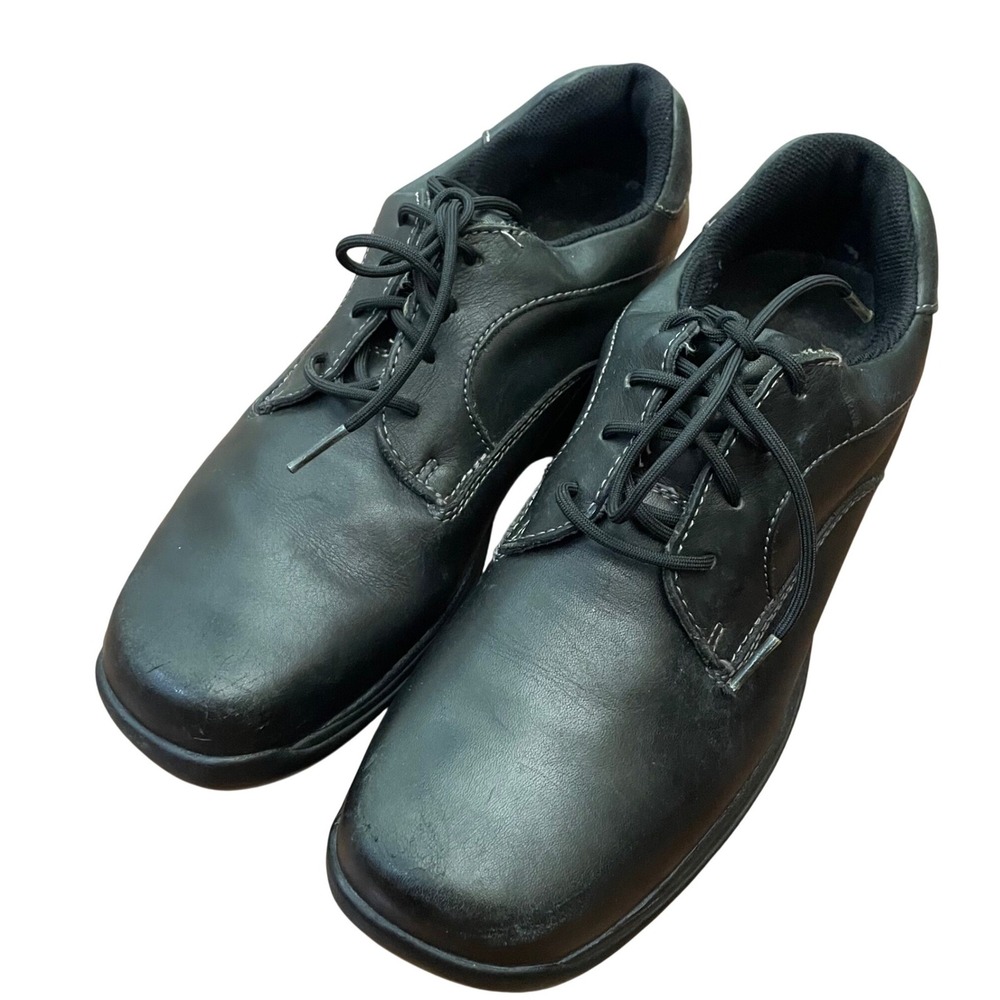 Vintage Rockport Oxford Shoes Mens Black Leather Lace Up Contrast Stitch 9.5